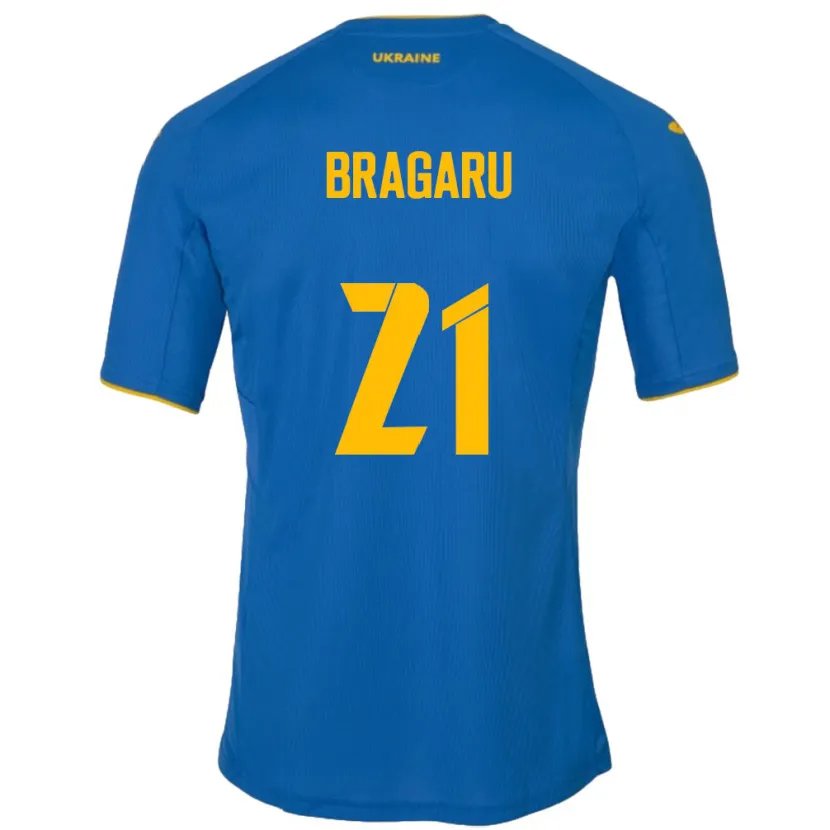 DanxenキッズウクライナMaksym Bragaru#21青アウェイシャツ24-26ジャージーユニフォーム