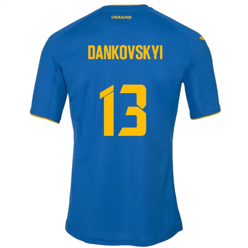 DanxenキッズウクライナYegor Dankovskyi#13青アウェイシャツ24-26ジャージーユニフォーム