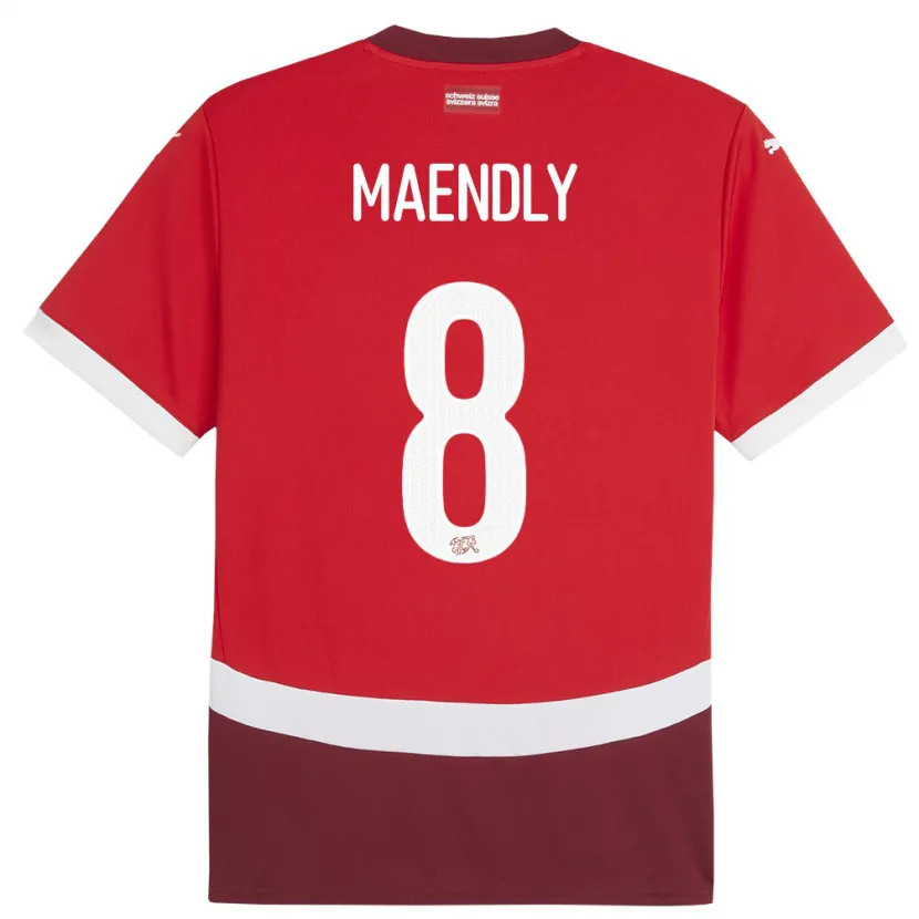 DanxenメンズスイスSandy Maendly#8赤ホームシャツ24-26ジャージーユニフォーム