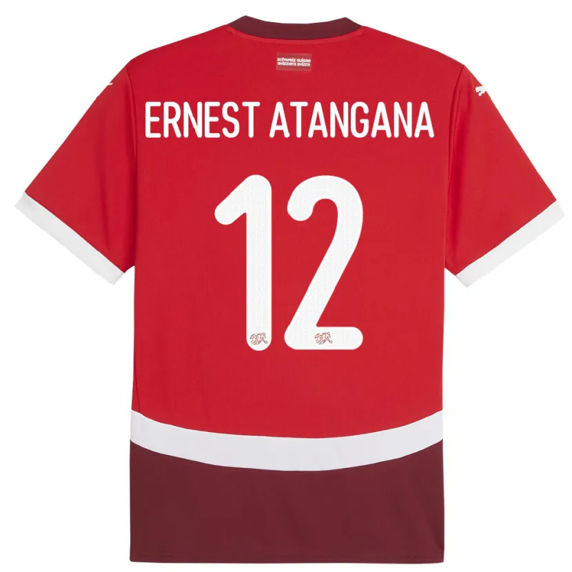 DanxenメンズスイスBrian Ernest Atangana#12赤ホームシャツ24-26ジャージーユニフォーム