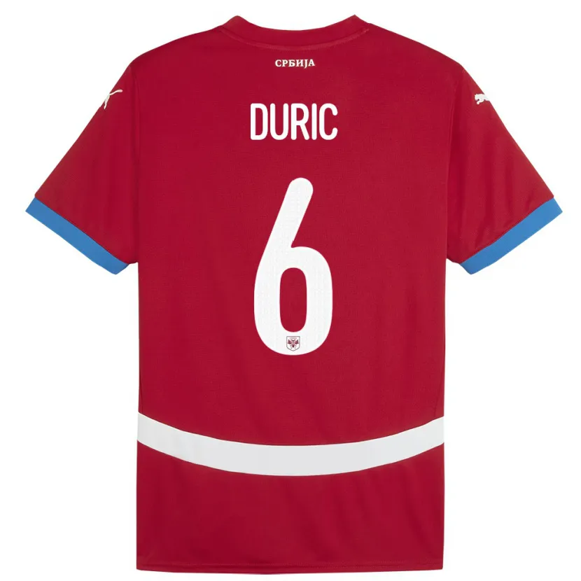 DanxenメンズセルビアAndrej Duric#6赤ホームシャツ24-26ジャージーユニフォーム