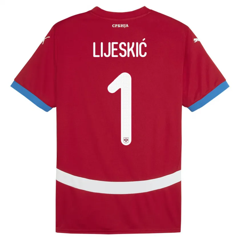 DanxenメンズセルビアLuka Lijeskic#1赤ホームシャツ24-26ジャージーユニフォーム