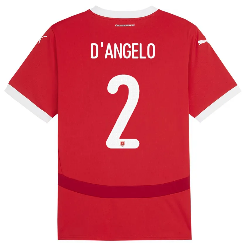 DanxenメンズオーストリアChiara D’angelo#2赤ホームシャツ24-26ジャージーユニフォーム