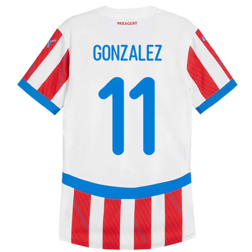 DanxenメンズパラグアイEnso González#11赤、白ホームシャツ24-26ジャージーユニフォーム