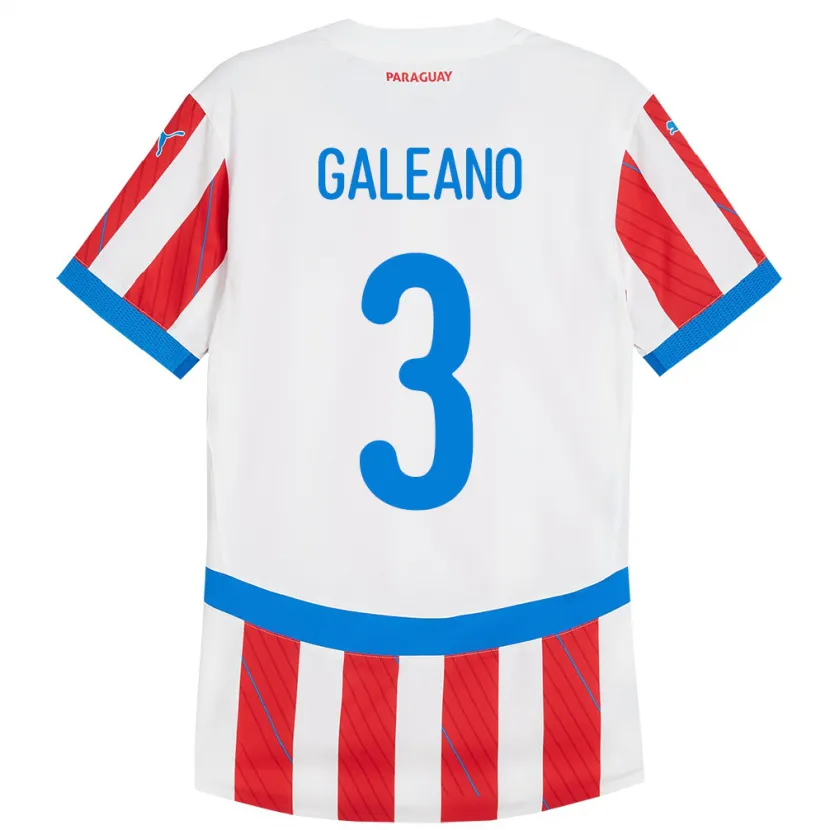 DanxenメンズパラグアイFernando Galeano#3赤、白ホームシャツ24-26ジャージーユニフォーム