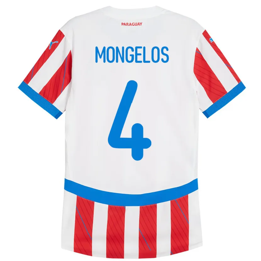 DanxenメンズパラグアイRolando Mongelós#4赤、白ホームシャツ24-26ジャージーユニフォーム