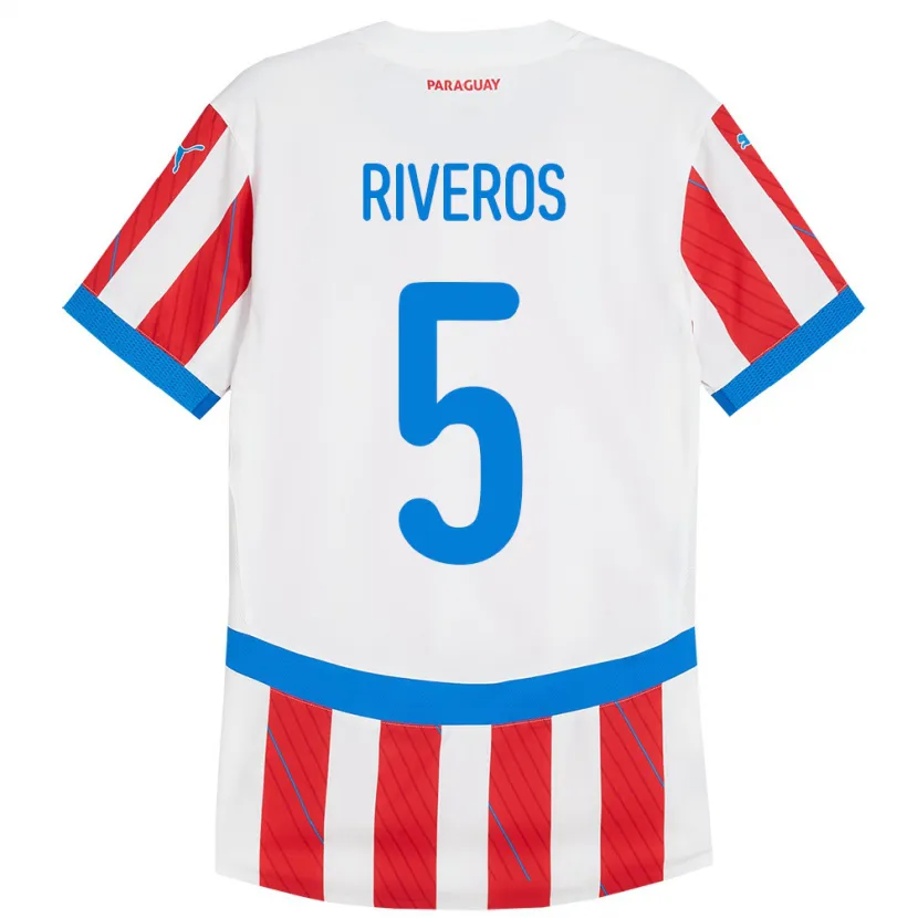 DanxenメンズパラグアイVerónica Riveros#5赤、白ホームシャツ24-26ジャージーユニフォーム