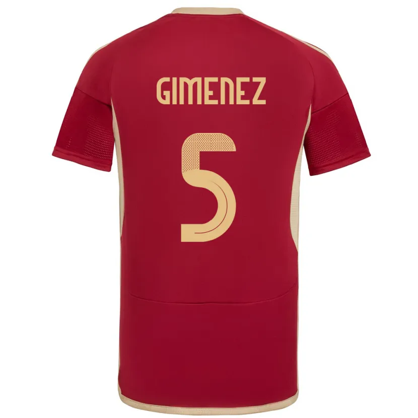 DanxenメンズベネズエラYenifer Giménez#5ブルゴーニュホームシャツ24-26ジャージーユニフォーム