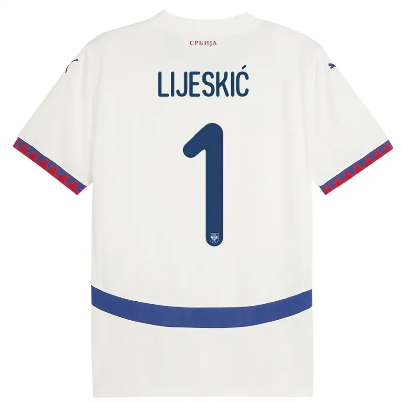 DanxenメンズセルビアLuka Lijeskic#1白アウェイシャツ24-26ジャージーユニフォーム