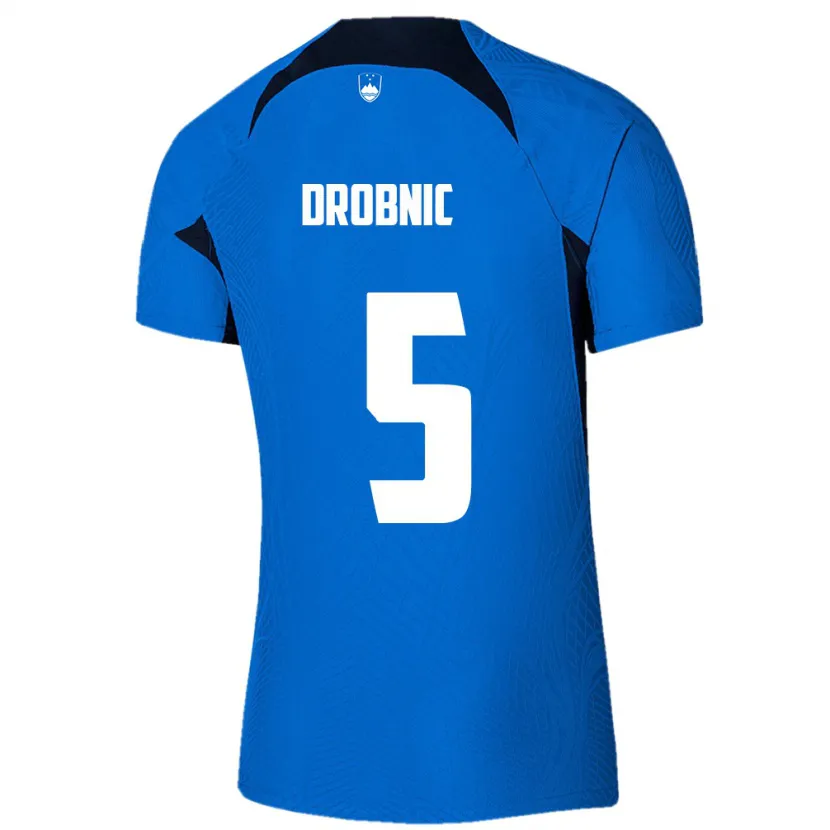 DanxenメンズスロベニアDominik Drobnic#5青アウェイシャツ24-26ジャージーユニフォーム