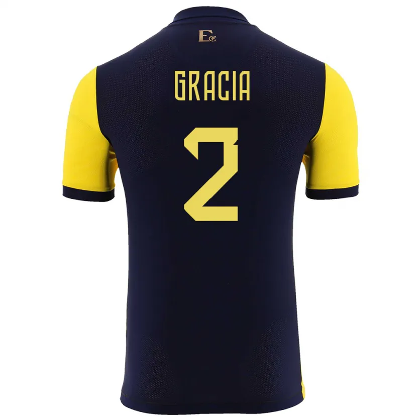 DanxenレディースエクアドルEricka Gracia#2黄ホームシャツ24-26ジャージーユニフォーム