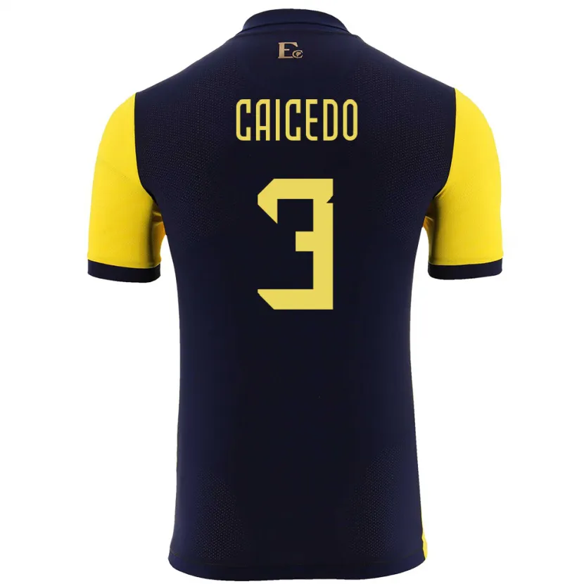 DanxenレディースエクアドルJessy Caicedo#3黄ホームシャツ24-26ジャージーユニフォーム