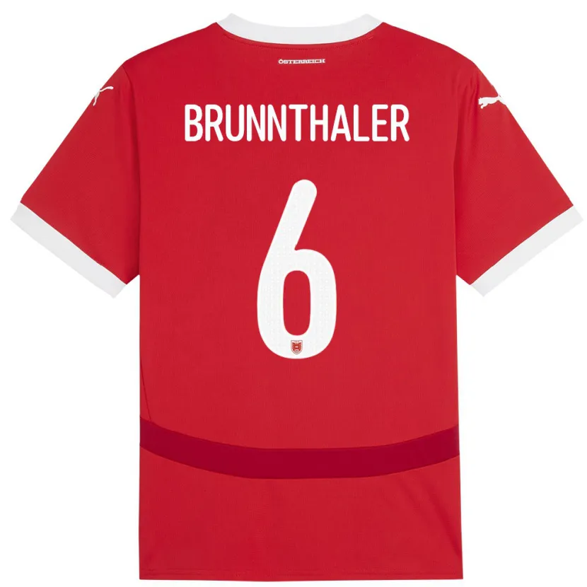 DanxenレディースオーストリアMelanie Brunnthaler#6赤ホームシャツ24-26ジャージーユニフォーム