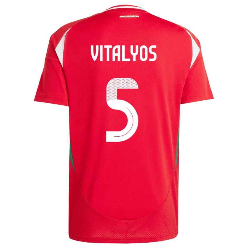 DanxenレディースハンガリーViktor Vitályos#5赤ホームシャツ24-26ジャージーユニフォーム