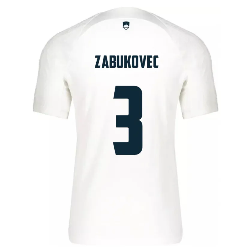 DanxenレディーススロベニアAnze Zabukovec#3白ホームシャツ24-26ジャージーユニフォーム