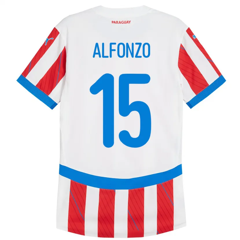 DanxenレディースパラグアイAxel Alfonzo#15赤、白ホームシャツ24-26ジャージーユニフォーム