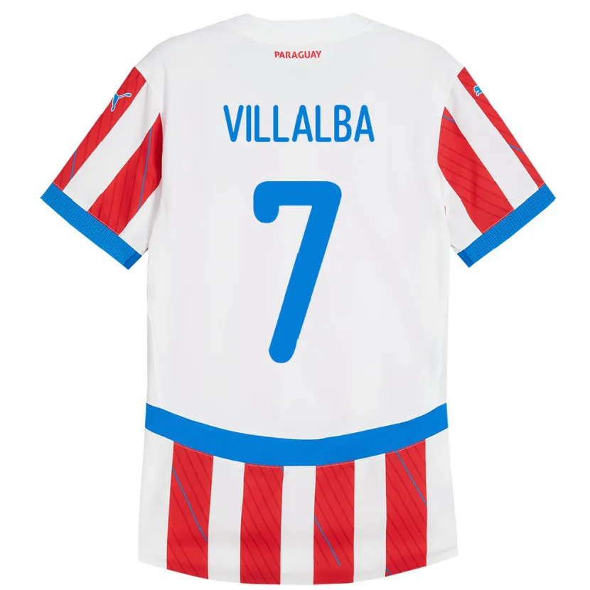 DanxenレディースパラグアイRodrigo Villalba#7赤、白ホームシャツ24-26ジャージーユニフォーム