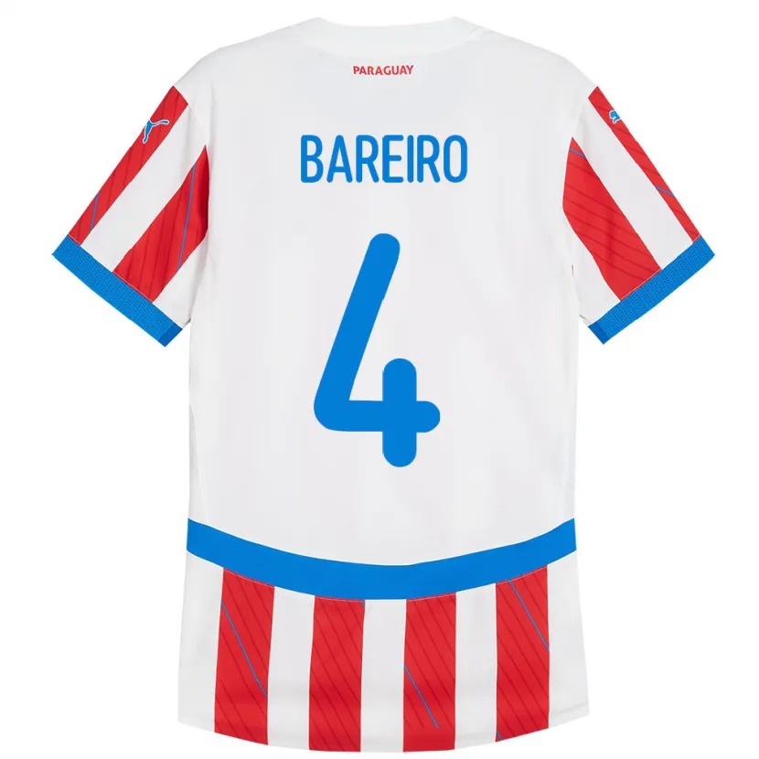 DanxenレディースパラグアイDaysy Bareiro#4赤、白ホームシャツ24-26ジャージーユニフォーム