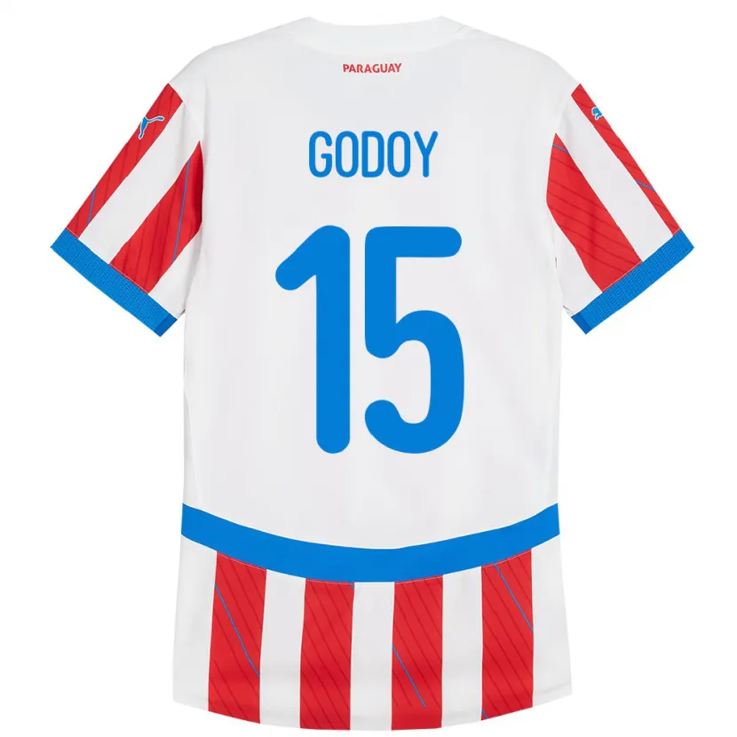 DanxenレディースパラグアイFanny Godoy#15赤、白ホームシャツ24-26ジャージーユニフォーム