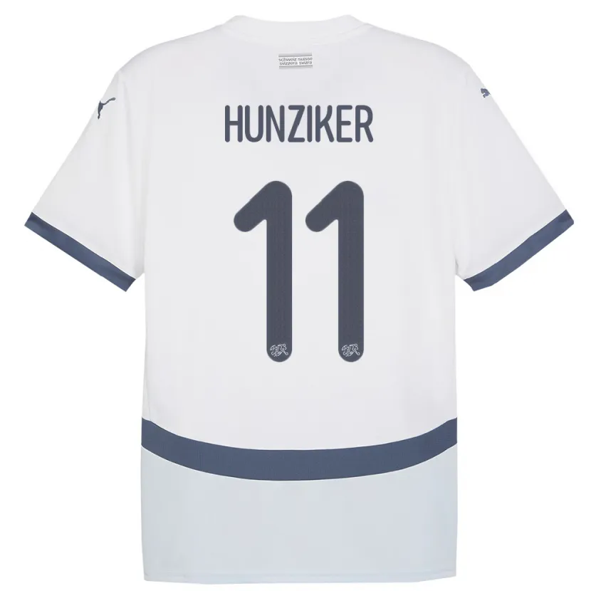 DanxenレディーススイスAndrin Hunziker#11白アウェイシャツ24-26ジャージーユニフォーム