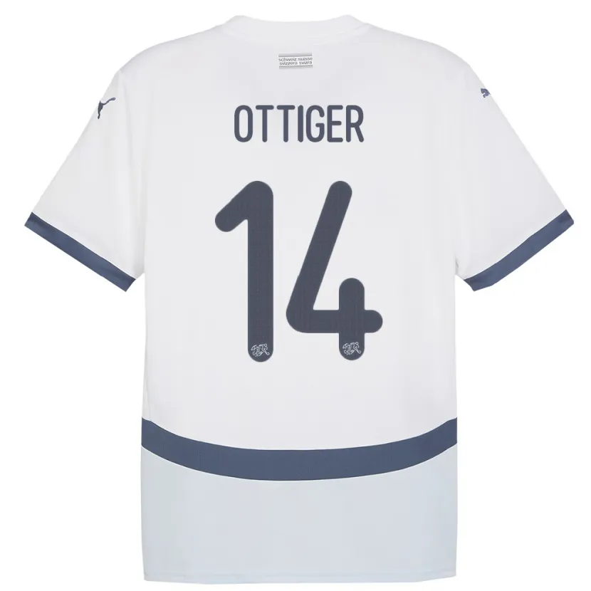 DanxenレディーススイスSeverin Ottiger#14白アウェイシャツ24-26ジャージーユニフォーム