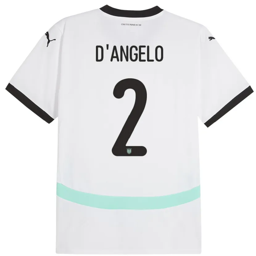 DanxenレディースオーストリアChiara D’angelo#2白アウェイシャツ24-26ジャージーユニフォーム