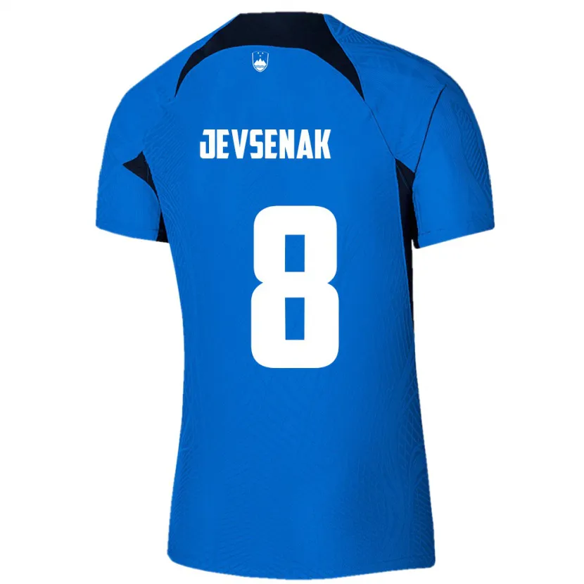 DanxenレディーススロベニアFlorjan Jevsenak#8青アウェイシャツ24-26ジャージーユニフォーム