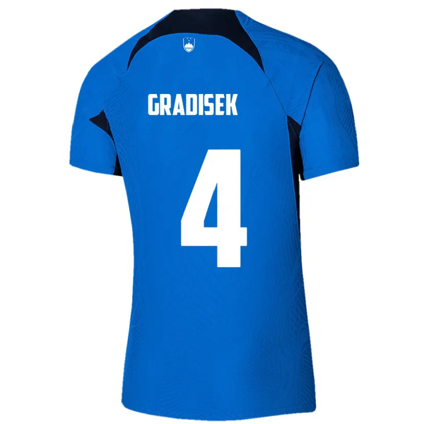 DanxenレディーススロベニアSara Gradišek#4青アウェイシャツ24-26ジャージーユニフォーム